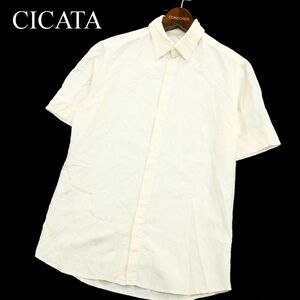 CICATA シカタ 春夏 半袖 薄手★ 星 総柄 シルク シャツ Sz.1　メンズ ベージュ 日本製　C2T06443_7#A