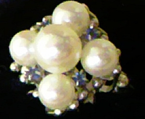 真珠 リング 指輪 14K ホワイトゴールド サイズ11～13 花のモチーフ