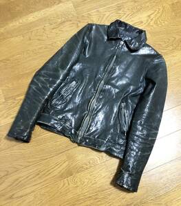 [BACKLASH×ROYAL FLASH] special order product dyeing Horse Hyde Single Rider's leather jacket 1 horse leather green ba crash 
