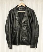 美品☆[CAMBIO] 定価42,900 Goat Skin Leather Double Riders ダブルライダース レザージャケット L 山羊革 ブラック カンビオ_画像1