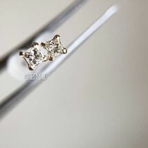 K18プリンセスカット　天然ダイヤモンド0.12ct ピアス　18金イエローゴールド　ダイヤモンドピアス_画像3