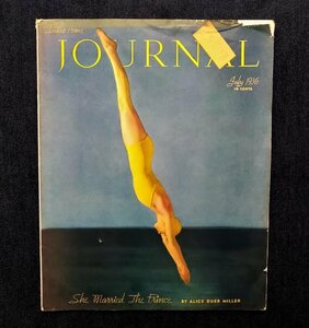 1936年 エドワード・スタイケン 女性 飛び込み 表紙写真 Ladies' Home Journal Edward Steichen アンティーク洋書 Alice Duer Miller