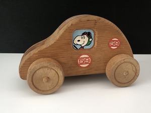 1970's ヴィンテージ AVIVA 木製 スヌーピー フライングエース 車のおもちゃ TOY SNOOPY PEANUTS USA [pe-356]