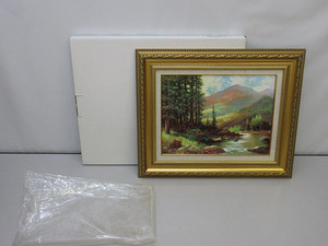 ★sr0137　未使用品　額装　ロバート・ウッド　山と川の風景　複製画　絵画　アート　インテリア　美術　芸術　風景画　世界の名画★