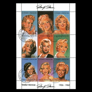 ■サントメ切手　マリリン・モンロー　9種シート　初日印