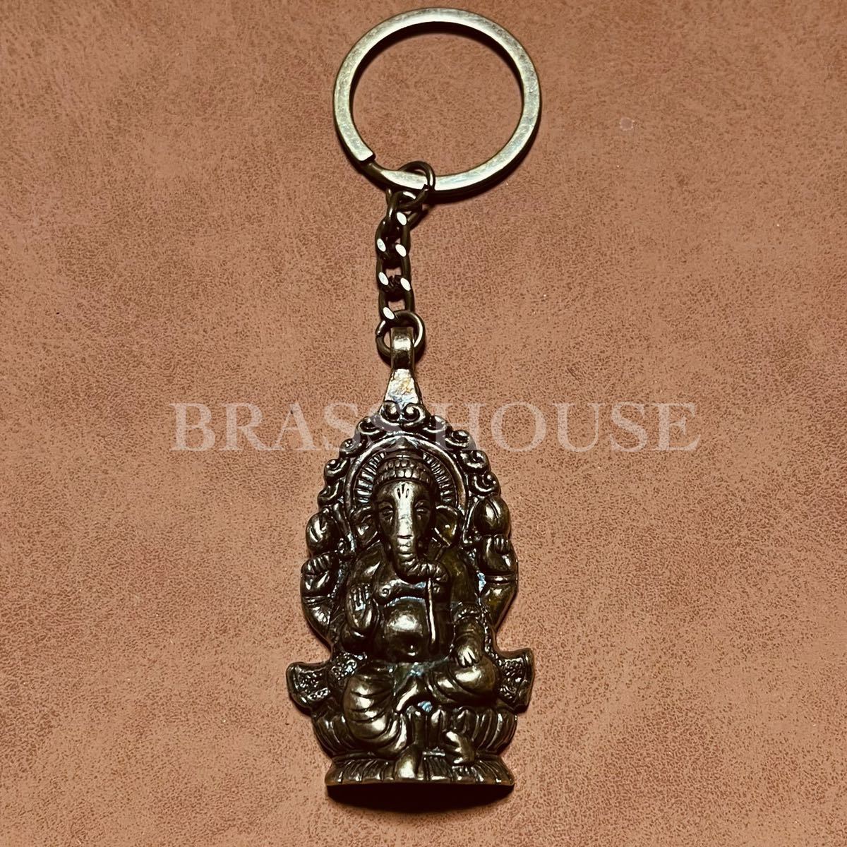 F18 印度神甘尼萨钥匙扣印度教神佛护身符装饰品黄铜好运财运财运世俗利益, 杂货, 钥匙圈, 手工制作的