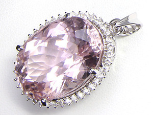 6388SS【1円~】新品【RK宝石】≪Kunzeit≫ 極上クンツァイト 超特大33.15ct!! 極上ダイヤモンド 0.54ct K18WG 高級ペンダントヘッド