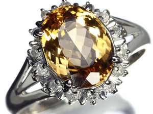 6539S【1円~】新品【RK宝石】≪Topaz≫ 極上シェリーカラー! 極上インペリアルトパーズ 大粒2.83ct!! 極上ダイヤモンド Pt900 高級リング