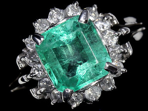 6550S【1円~】新品【RK宝石】≪Emerald≫ 豪華!!! 上質エメラルド 大粒1.29ct!! 極上ダイヤモンド Pt900 高級リング ダイヤ