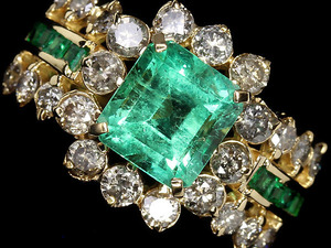 6555S【1円~】新品【RK宝石】≪Emerald≫ 極上エメラルド 大粒1.4ct! 極上ダイヤモンド 1.00ct 脇石極上エメラルド K18 高級リング ダイヤ