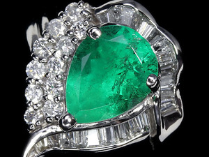 6540S【1円~】新品【RK宝石】≪Emerald≫ 豪華絢爛!! 上質エメラルド 大粒1.17ct!! 極上ダイヤモンド 総計0.61ct Pt900 高級リング ダイヤ