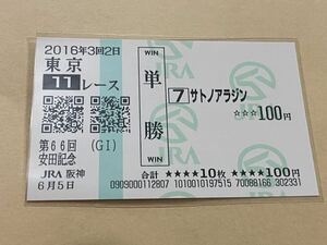 ☆競馬　単勝馬券　第66回安田記念　サトノアラジン　現地購入