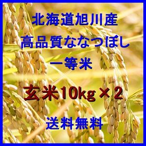 令和3年産 北海道旭川産 高品質ななつぼし 一等米 玄米20kg(10kg×2）（精米も可） 全国送料無料