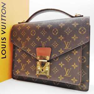 1円スタ LOUIS VUITTON ルイヴィトン モンソー ハンドバッグ ロック金具 箱型 レディース モノグラム
