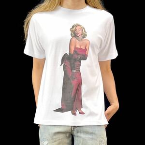 新品 マリリンモンロー セックスシンボル ブロンド女優 セクシー パーティー ドレス ビッグ プリントTシャツ Mサイズ タイト スリム ビッグ