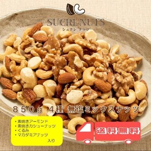 ミックスナッツ 850g 無塩 無添加 アーモンド カシューナッツ 素焼き 徳用 美容 ダイエット 健康