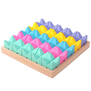 木製　パズル　ビルディング　積木　ブロック　教育　知育玩具 モンテッソーリ