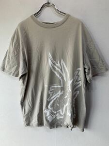 【人気】DROOG　Tシャツ　メンズXLサイズ　大きいサイズ　 茶／ベージュ　ビッグプリント　K1941