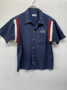 【人気】Radiall Garage Supplies 　シャツ　メンズL　紺/ネイビー　半袖　厚手　アメリカ　古着　西海岸　　K2013