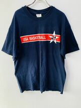 【人気】Champion／チャンピオン　USA　バスケットボール　Tシャツ　紺/ネイビー　メンズL　大きいサイズ　アメリカ　古着　K1909_画像1