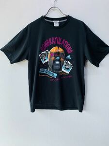 【人気】adidas/アディダス 　Tシャツ　メンズL　オシャレ　黒／ブラック　マスクマン　デザイン　　K1914