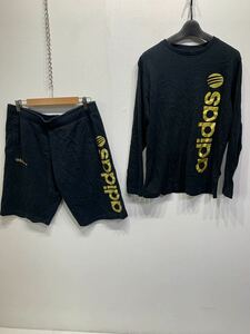 【人気】adidas/アディダス 　上下セット　黒／ブラック　金/ゴールド　L～XOサイズ相当　ニューロゴ　K1922