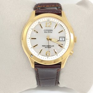 ●稼動品 CITIZEN Eco-Drive RADIO CONTROLLED シチズン エコドライブ H415-S033021 ソーラー 腕時計 本革 レザー メンズ 紳士 wa0180