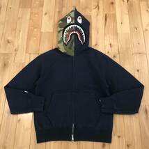 ★初代★ 2004年 1st model シャーク パーカー XSサイズ navy shark full zip hoodie a bathing ape BAPE camo エイプ ベイプ NIGO 迷彩 w8_画像1