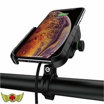 MADMAX バイク用 汎用 スマートフォンホルダー IP66防水 ワイヤレス充電 レッド/ツーリング キャンプ アウトドア【送料800円】_画像6