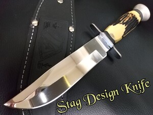 【Stag Design Knife】鹿の角風 キャンプ 登山 釣り 調理 ハンティング シースナイフ サバイバルナイフ