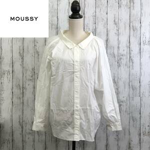 MOUSSY Moussy блуза F размер белый большой размер воротник .. широкий .G-234 USED