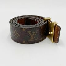 1円 ≪最高峰の逸品≫ ルイヴィトン LOUIS VUITTON LV サンチュール ベルト デカロゴ モノグラム柄 ブラウン ゴールド金具 シリアルCA1008_画像3