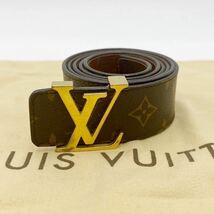 1円 ≪最高峰の逸品≫ ルイヴィトン LOUIS VUITTON LV サンチュール ベルト デカロゴ モノグラム柄 ブラウン ゴールド金具 シリアルCA1008_画像1