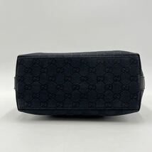 1円 ■美品■ グッチ GUCCI ワンショルダーバッグ ハンドバッグ GG柄 ロゴ総柄 ジャッキー キャンバス×レザー ダークネイビー 黒 ブラック_画像6