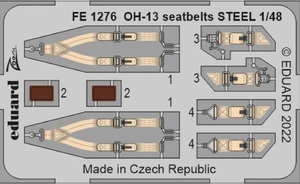 エデュアルド ズーム1/48 FE1276 Bell OH-13 Sioux seatbelts for Italeri kits