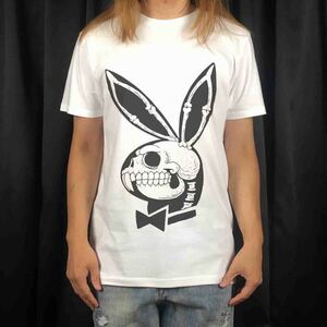 新品 ビッグ プリント PLAY BOY プレイボーイ ウサギ ドクロ スカル 動物 骸骨 Tシャツ S M L XL オーバー サイズ XXL~5XL ロンT パーカー