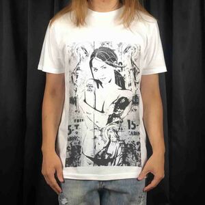 新品 ビッグ プリント セクシー 聖母マリア タトゥー ヌード ガール グラフティ Tシャツ S M L XL オーバー サイズ XXL~5XL ロンT パーカー