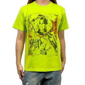  new goods big print crash ko Large . sexy fashion model yellow green T-shirt S M L XL oversize XXL long T Parker possible 