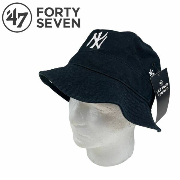 フォーティセブン キャップ 帽子 バケットハット 日よけ帽 男女兼用 BKT12/BKT17 ヤンキース ブラック 47BRAND BUCKET HAT 新品