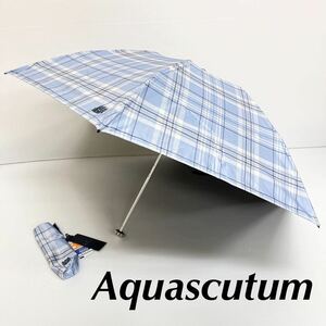  new goods 51475 Aquascutum Aquascutum* light blue series check shade 99%.. proportion 99% and more ... rain combined use folding parasol umbrella light weight trading card 