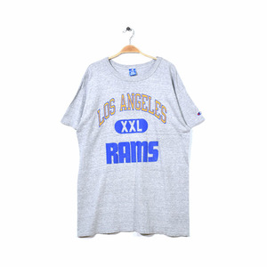 【送料無料】 90S USA製 チャンピオン NFL ロサンゼルス ラムズ ヴィンテージ Tシャツ メンズXL 3段プリント カプセル 古着 BB0549