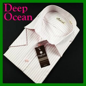 28Deep Ocean半袖レギュラーカラーシャツ 44ストライプピンク