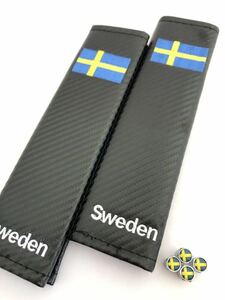  Sweden seat belt cover shoulder pad national flag valve cap carbon style Volvo VOLVO V70 V40 V60 V50 XC60 XC90 240 244 264 740 760