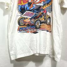 ■ FRUIT OF THE LOOM KINGS Royal $50000 to win 総柄 イラスト 半袖 Tシャツ 古着 サイズXL ホワイト レーシング SPEEDWAY ■_画像2
