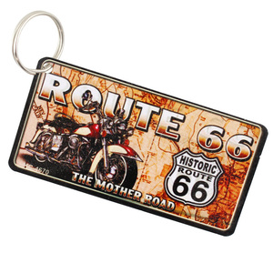 キーホルダー CMプレート アルミ キーリング Route66 Mother Road KC-4670 幅7.6×高さ3.8cm