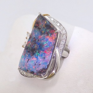 [ inside ...]Pt900/K18YG platinum / yellow gold ring ring 13 number boruda- opal diamond 0.520ct [ used ]/10025033