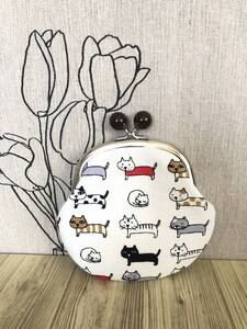 がま口 / ポーチ/ 財布 / 小物入れ / ハンドメイド ☆ 猫・ネコ・7