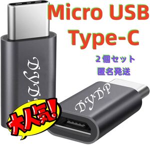 Micro USB to Type-C 変換アダプタ【2個セット】No.16 黒 MICRO USB Type-C 変換アダプター