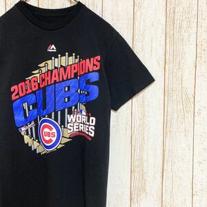 美品 Majestic マジェスティック MLB Chicago Cubs シカゴ・カブス プリント Tシャツ S メジャーリーグ USA古着 アメリカ古着