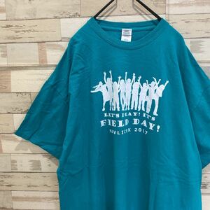 GILDAN ギルダン US 古着 Tシャツ 半袖 オーバーサイズ メンズ XL マリンブルー　プリント